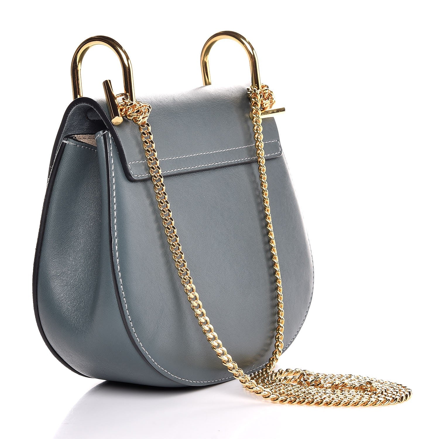 Chloe Suede Smooth Calfskin Mini Drew Shoulder Bag Cloudy Blue 3 of 6