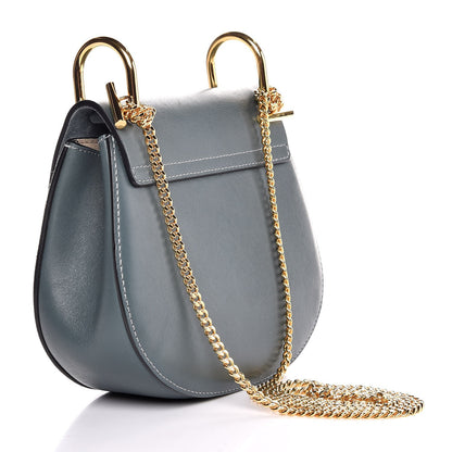 Chloe Suede Smooth Calfskin Mini Drew Shoulder Bag Cloudy Blue 3 of 6