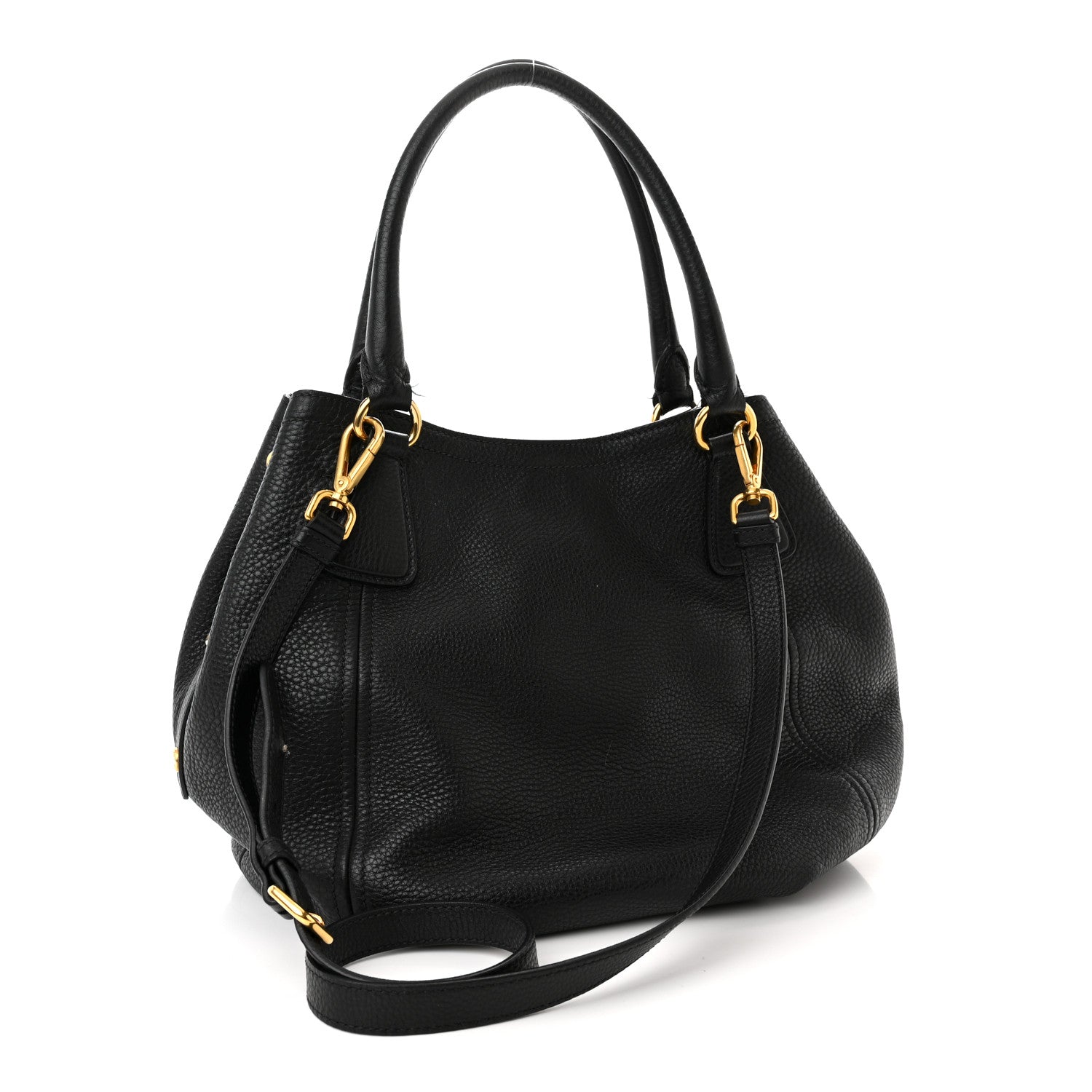 Prada Vitello Daino Shoulder Bag Black 3 of 18