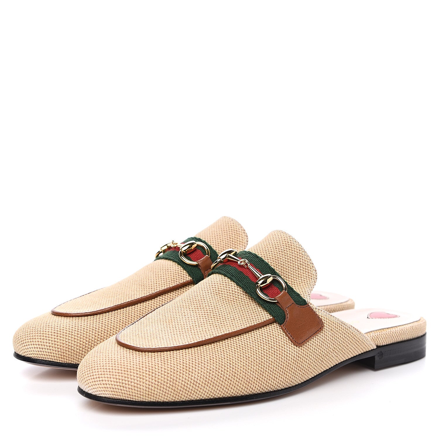 Gucci Canvas Vintage Charlotte Web Princetown Slippers 37 Sand Cuir 3 of 9