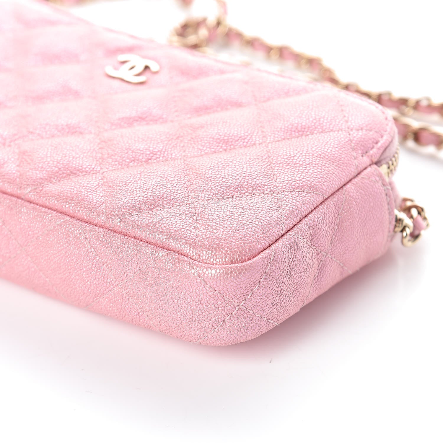 Chanel Iridescent Caviar Quilted Small Clutch With Chain Pink 6 of 13