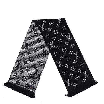 Louis Vuitton Wool Silk Logomania Shine Scarf Black 2 of 3