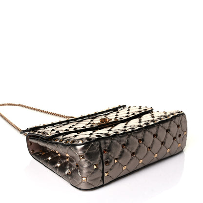 Valentino Garavani Metallic Lambskin Medium Rockstud Spike Shoulder Bag Sasso 3 of 5