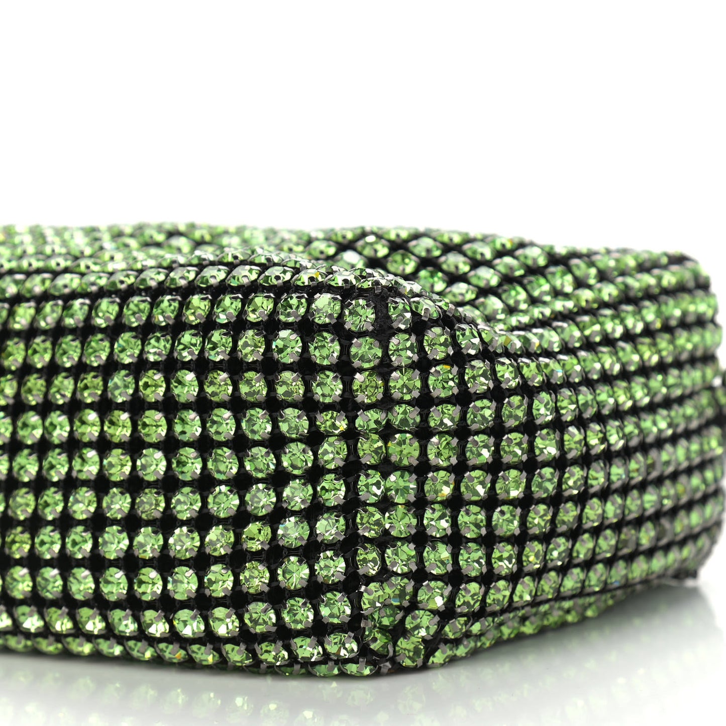 Mesh Crystal Rhinestone Mini Heiress Pouch Green