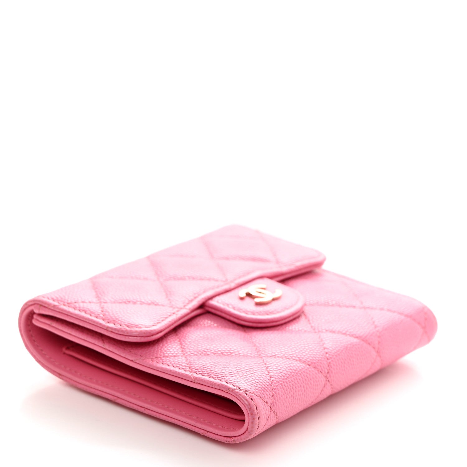 Chanel Caviar Quilted Compact Flap Wallet Pink 4 of 8