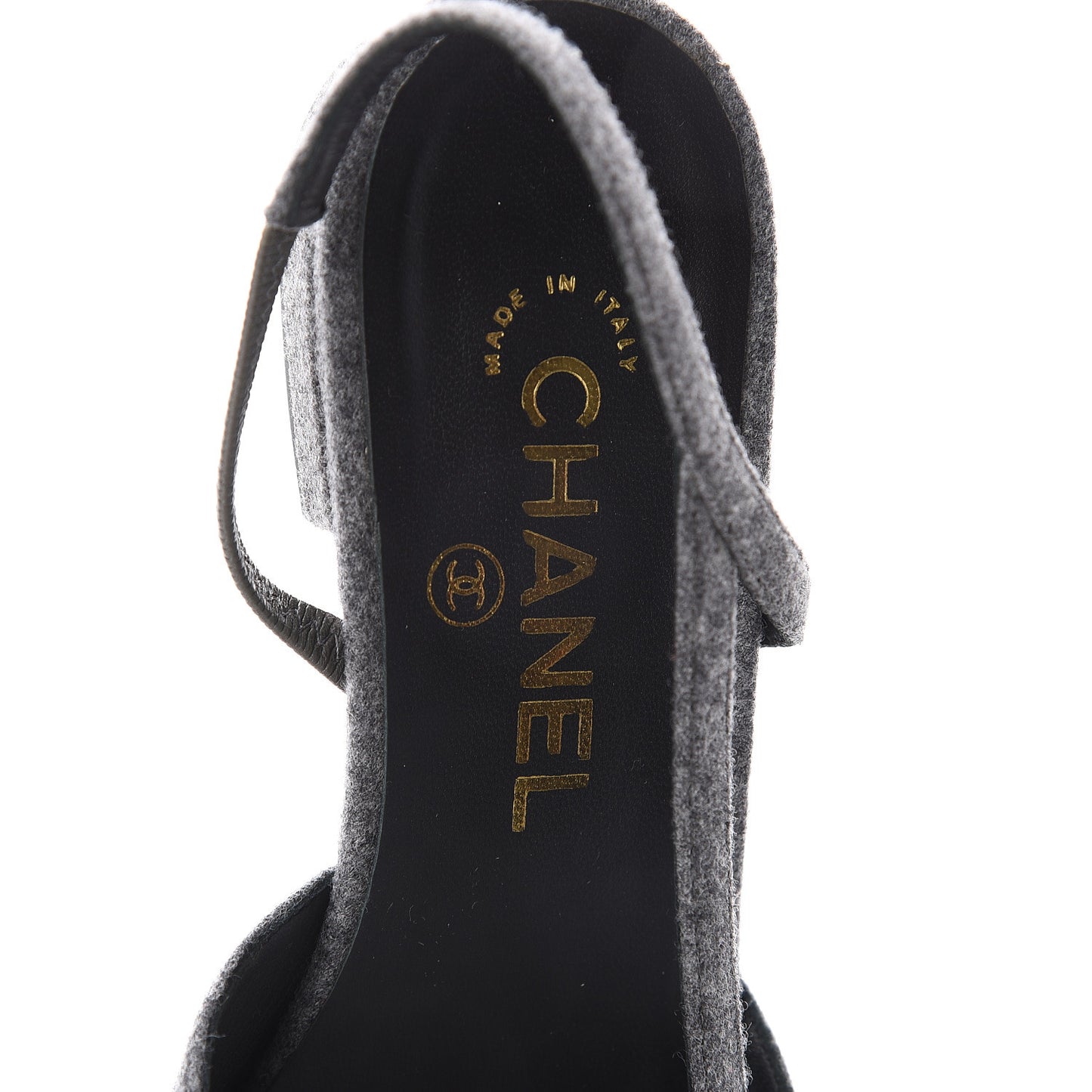 Wool Velvet Cap Toe CC Slingback Pumps 36.5 Black Grey