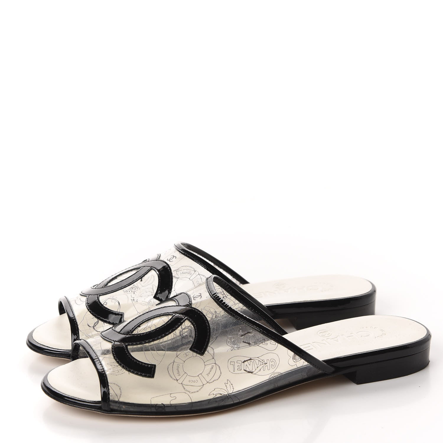 Chanel Patent PVC CC Sandal Mule 37 Black 3 of 11