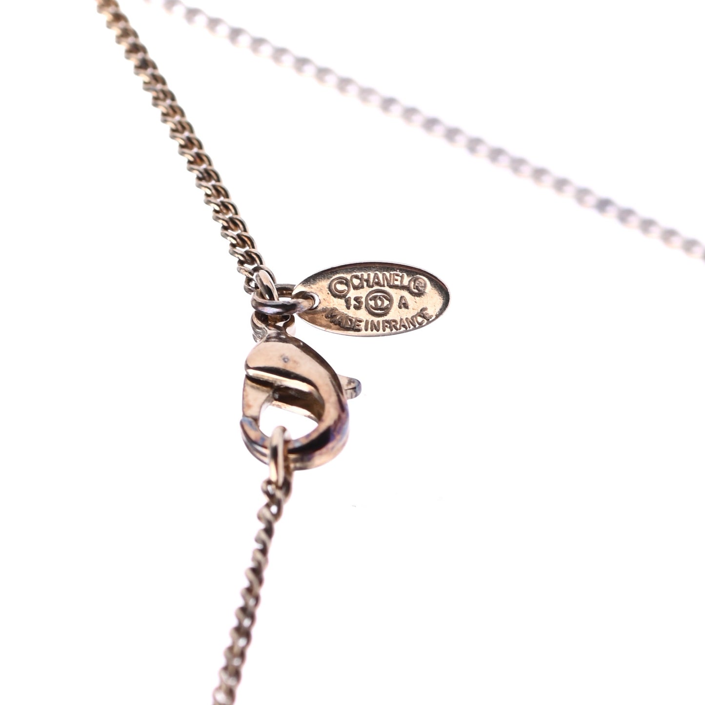 Enamel CC Camelia Necklace Gold White