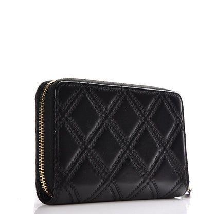 Chanel Lambskin Quilted Medium Zip Around Wallet Black 3 of 9