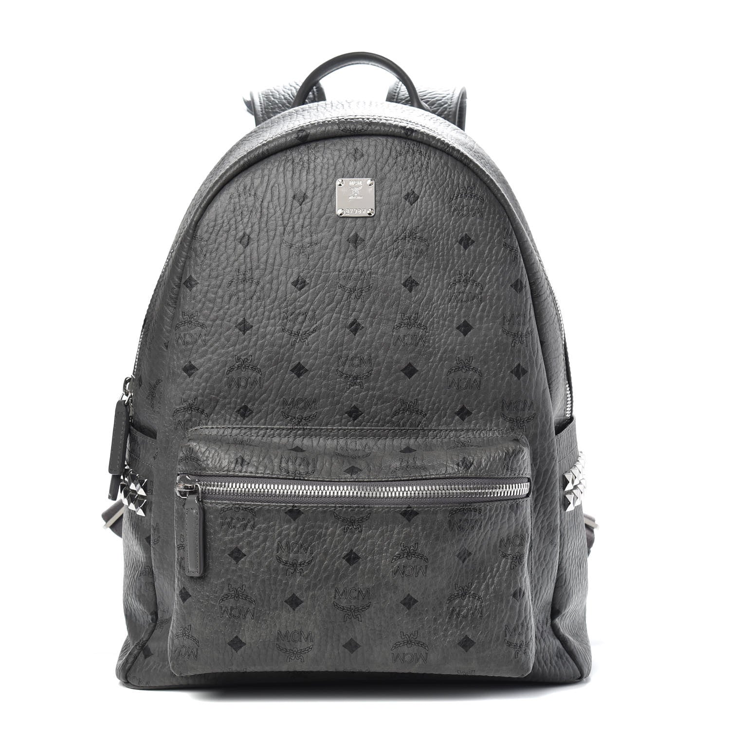 MCM Visetos Side Stud Medium Stark Backpack Grey 1 of 12