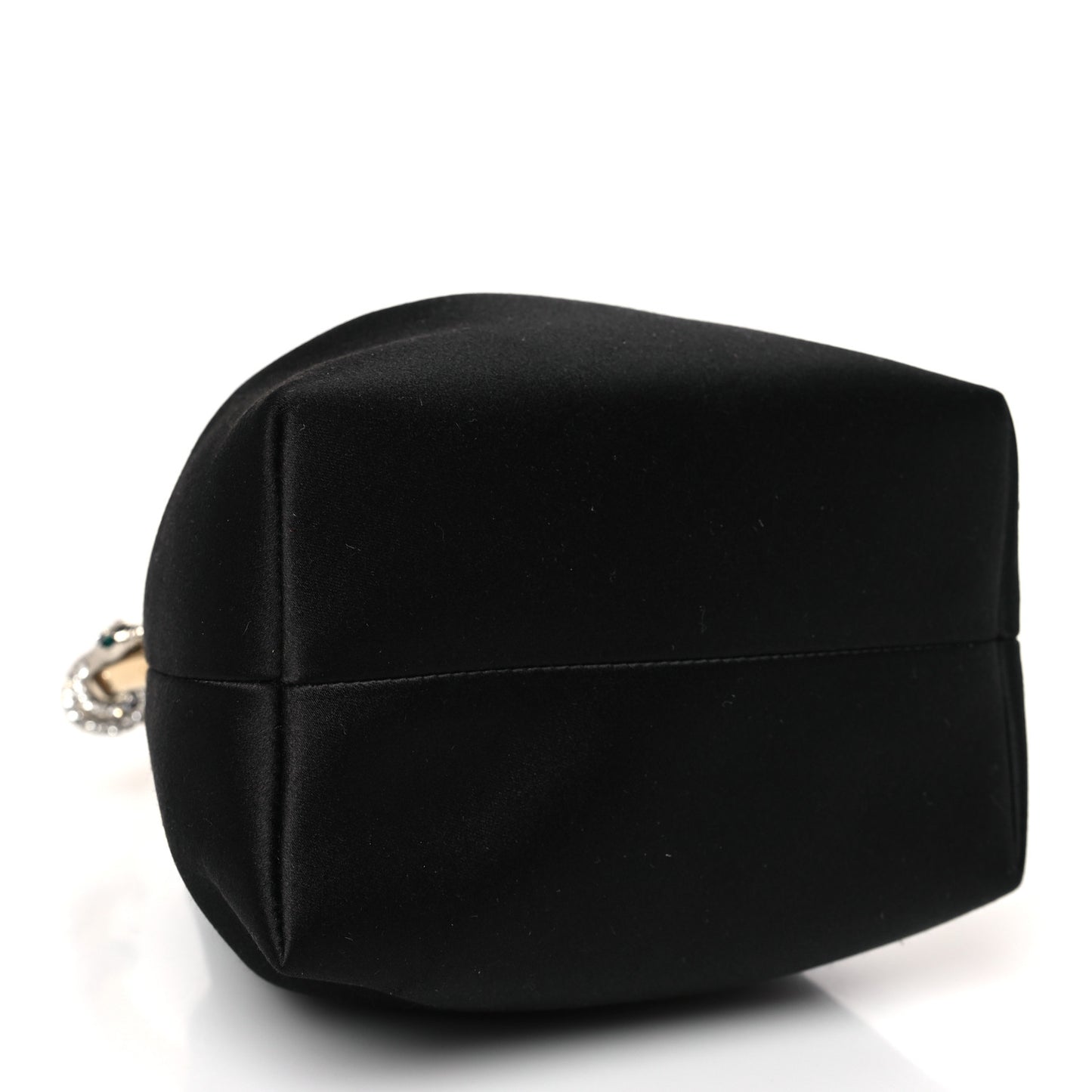 Satin Crystal Snake Embellished Bon Bon Bag Black