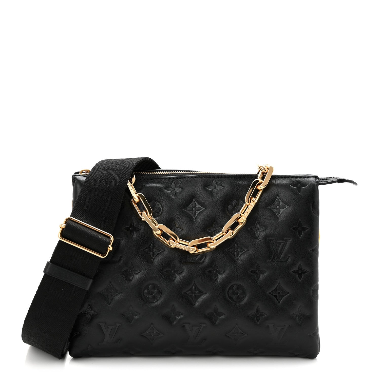 Louis Vuitton Lambskin Embossed Monogram Coussin PM Black 1 of 9
