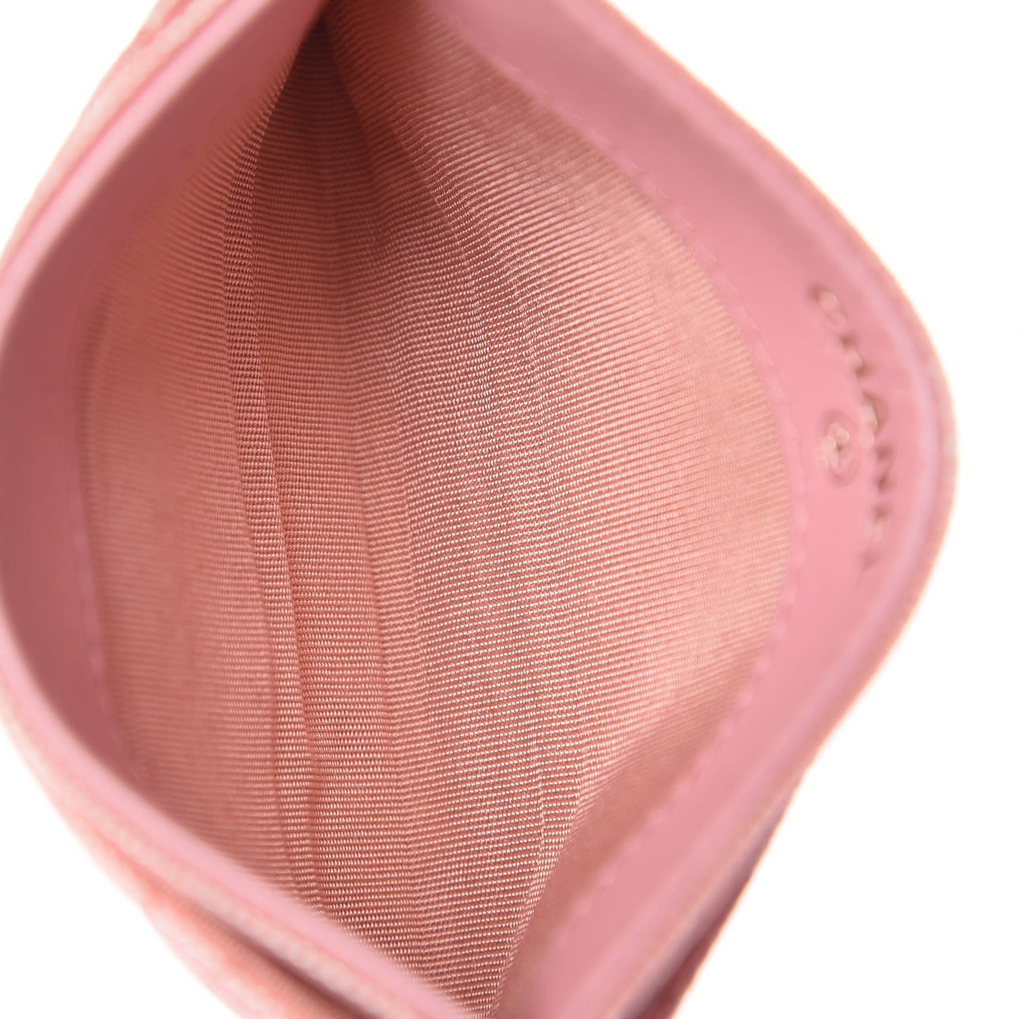 Iridescent Caviar Quilted Card Holder Rose Pink