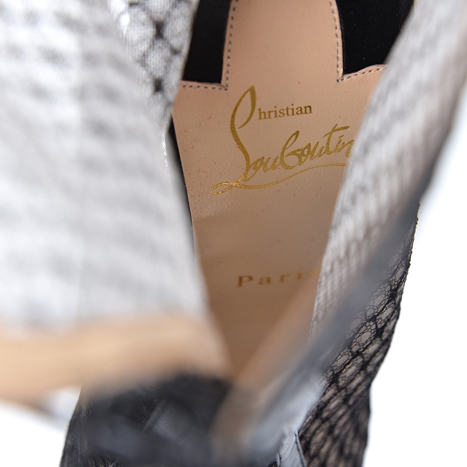 Christian Louboutin Nappa Fishnet Lace Hotero 100 Ankle Boots 37.5 Black 7 of 8