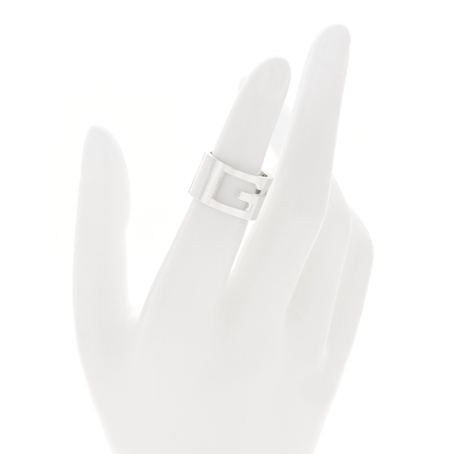 Gucci Sterling Silver Wide G Cutout Ring 49 5 2 of 5