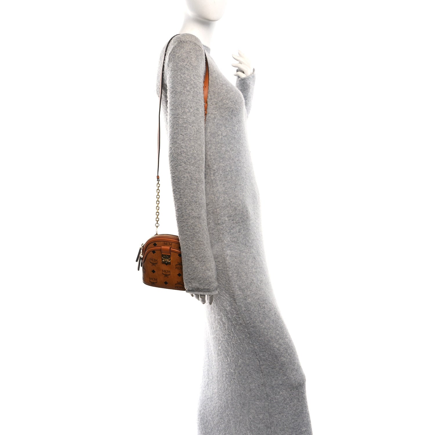 MCM Visetos Mini Anna Crossbody Bag Cognac 2 of 12