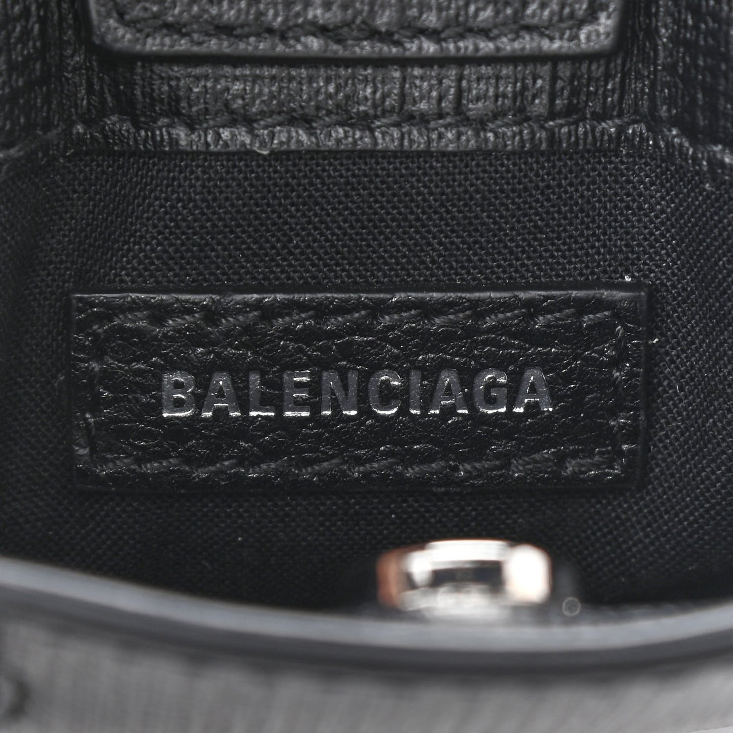 Squared Calfskin Logo Shopping Phone Holder Bag Black