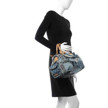 Louis Vuitton Denim Patchwork Speedy 30 Blue 2 of 9