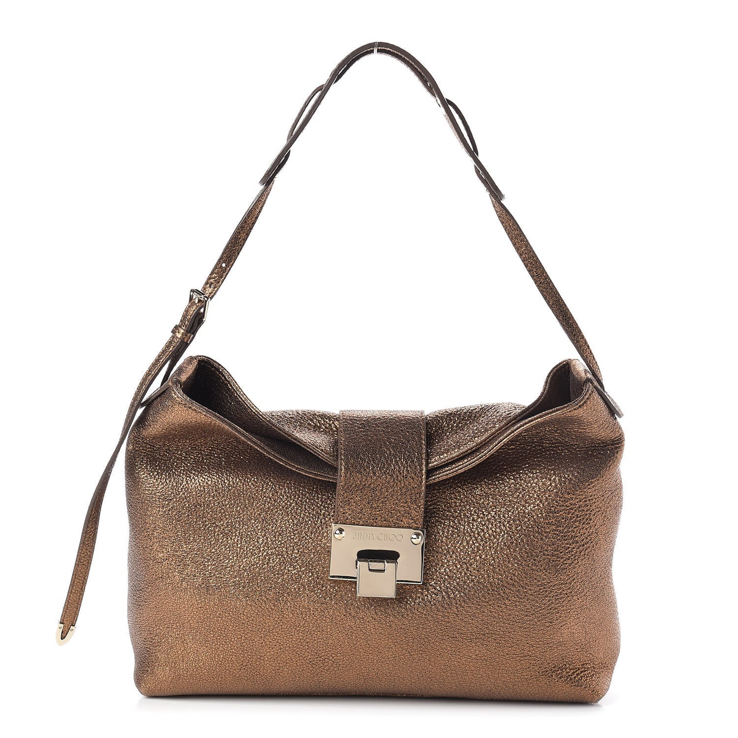 Metallic Grainy Calfskin Rachel Shoulder Bag Gold