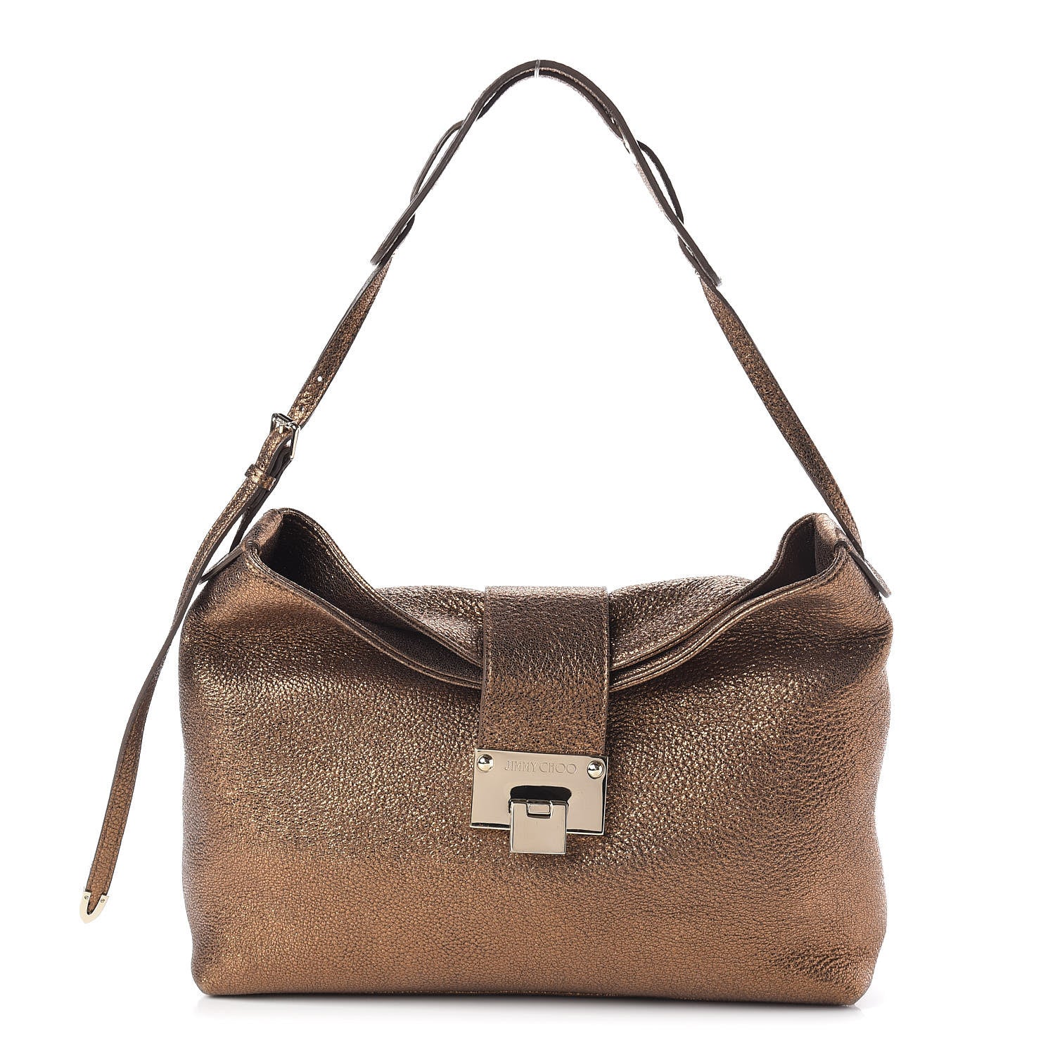 Jimmy Choo Metallic Grainy Calfskin Rachel Shoulder Bag Gold 1 of 11