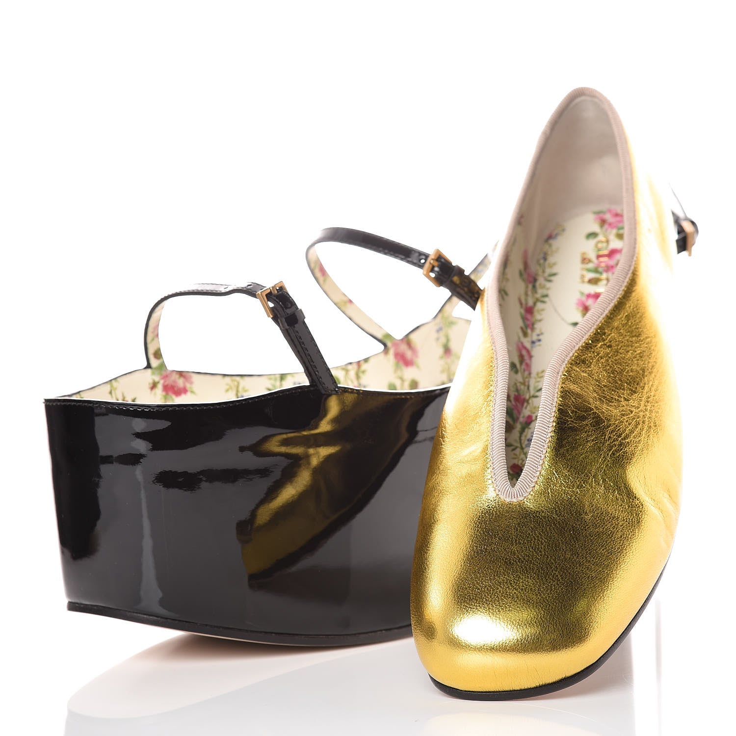 Gucci Metallic Nappa Patent Hannelore Detachable Platform Sandals 38.5 Gold 10 of 14