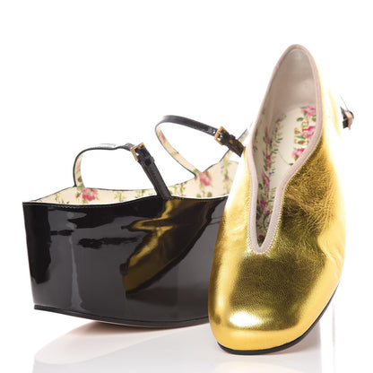 Gucci Metallic Nappa Patent Hannelore Detachable Platform Sandals 38.5 Gold 10 of 14