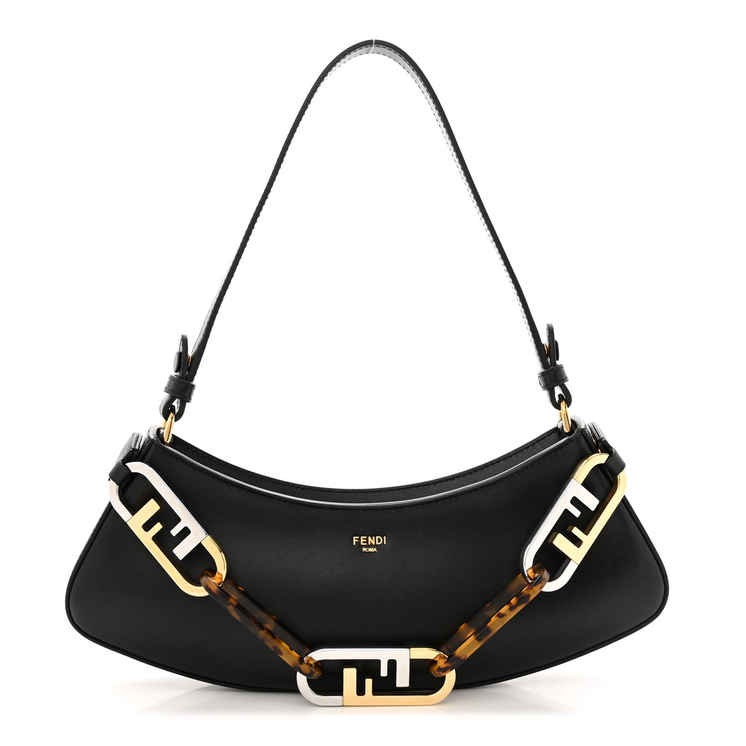 Fendi Vitello Queen Palmellato Fendi O'Lock Swing Black 1 of 11