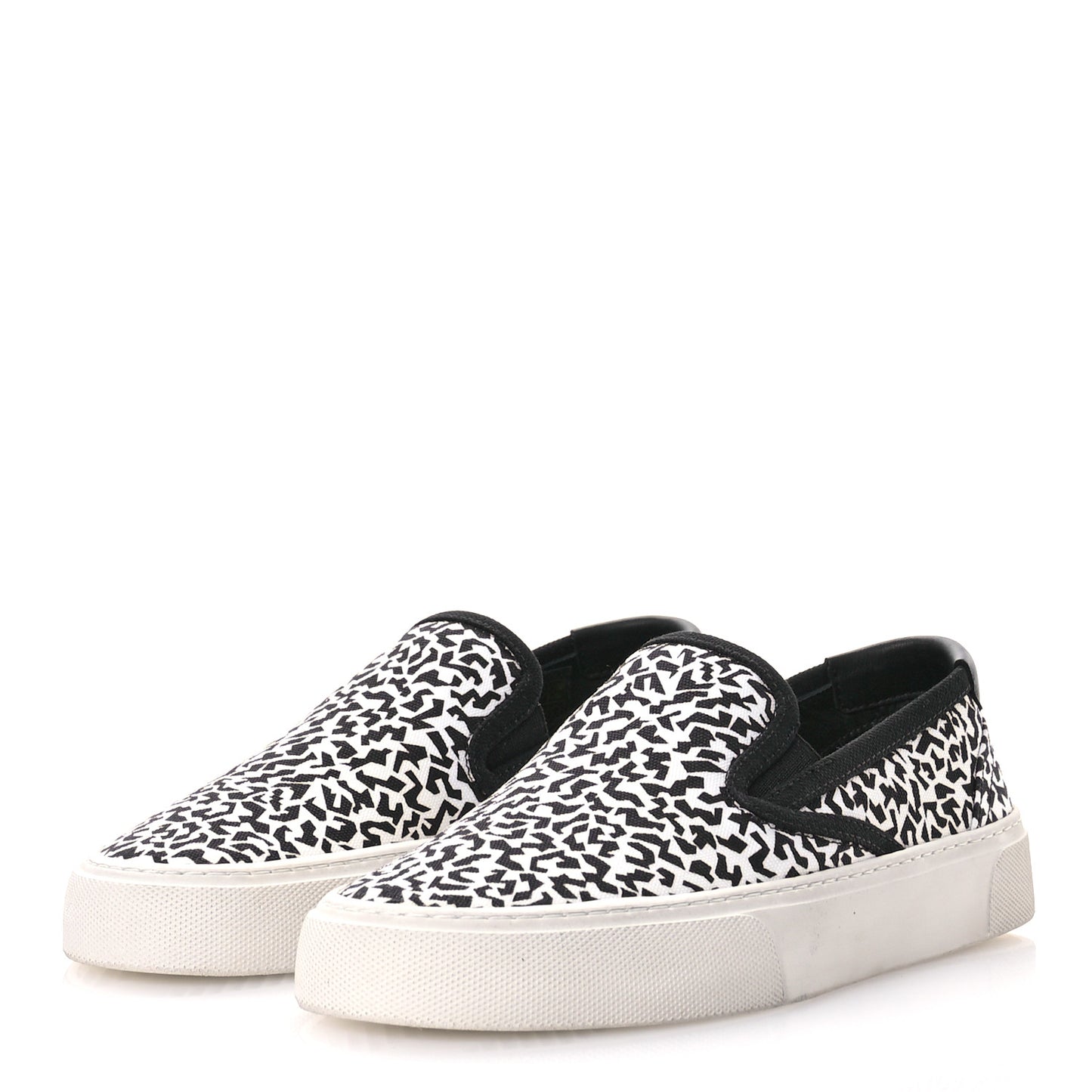 Canvas Zebra Print Venice Low T Slip On Sneakers 36 White Black
