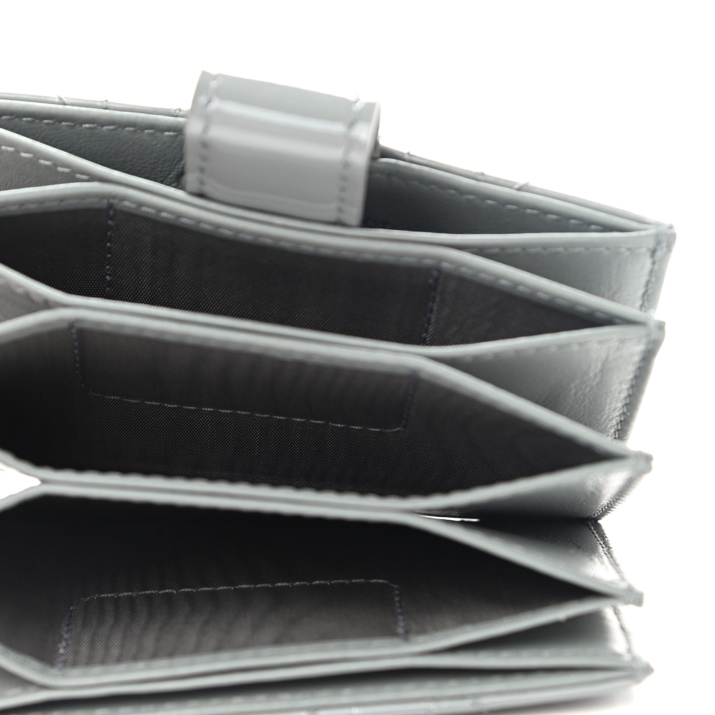 Patent Cannage Lady Dior 5-Gusset Card Holder Grey
