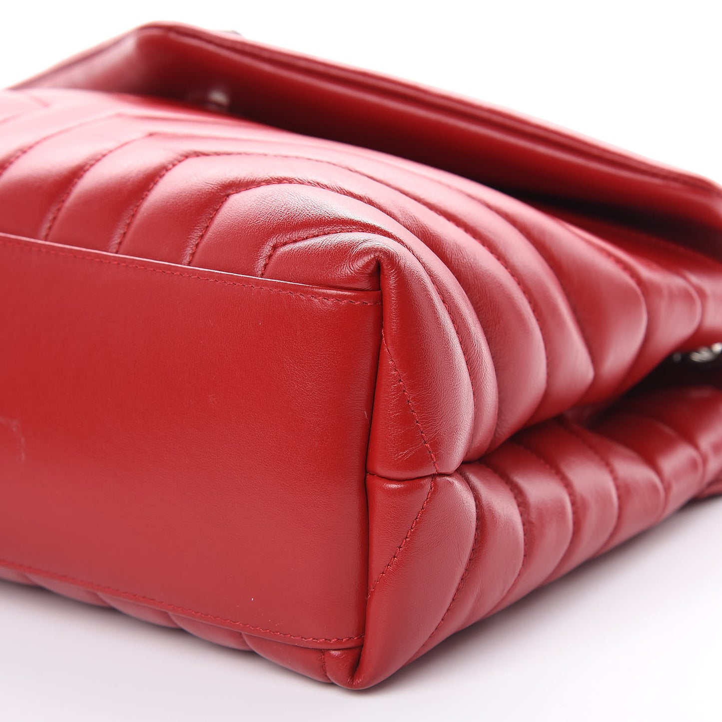 Calfskin Y Quilted Monogram Medium Loulou Chain Satchel Lipstick Red