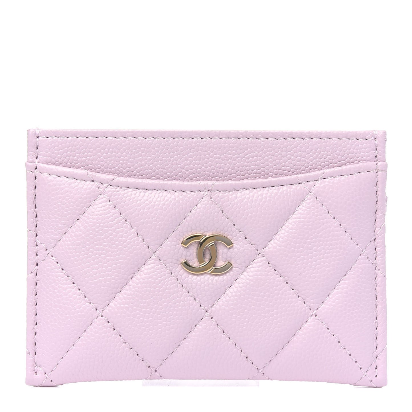 Caviar Quilted Card Holder Light Pink