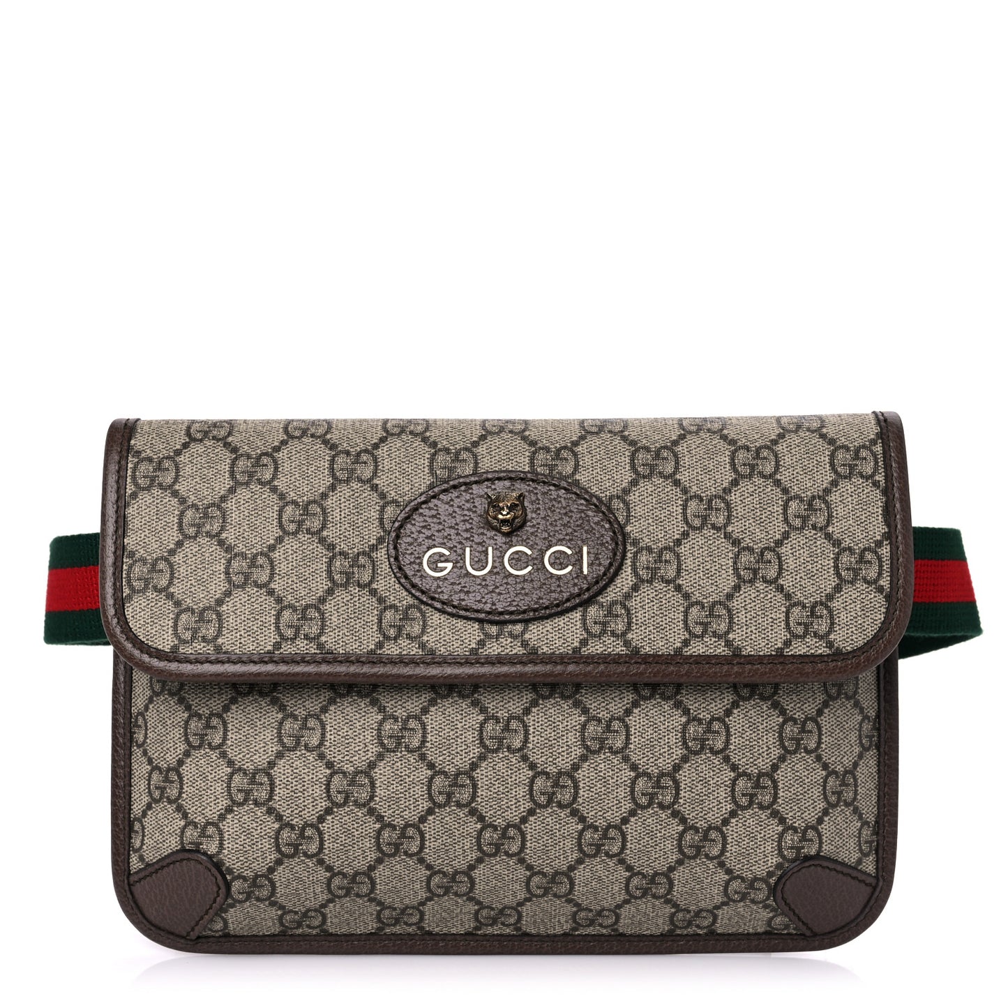 GG Supreme Monogram Neo Vintage Web Belt Bag Brown