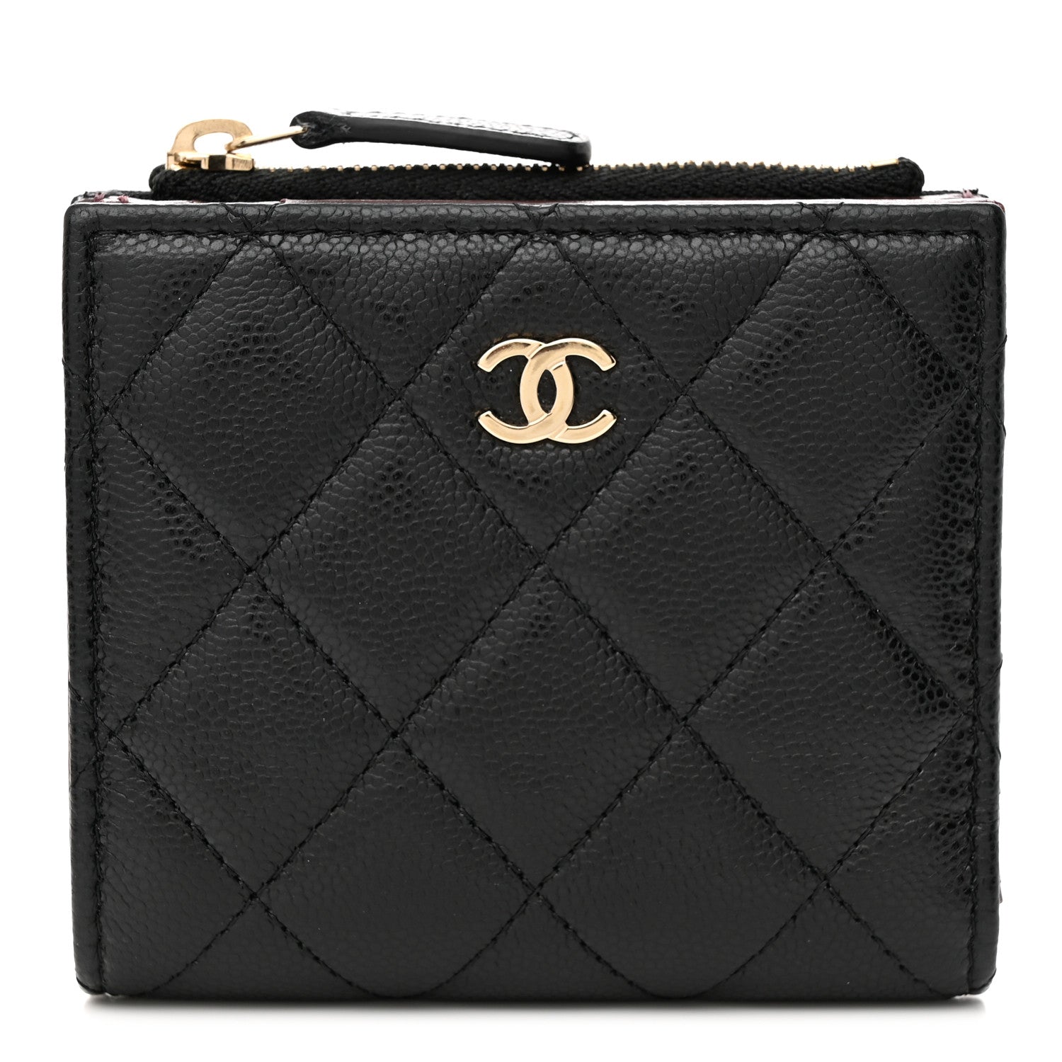Chanel Caviar Quilted CC Zip Compact Wallet Black 1 of 9
