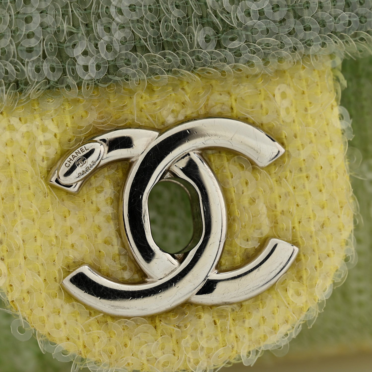 Chanel Sequin Waterfall Flap  Green Light Green Yellow 11 of 11