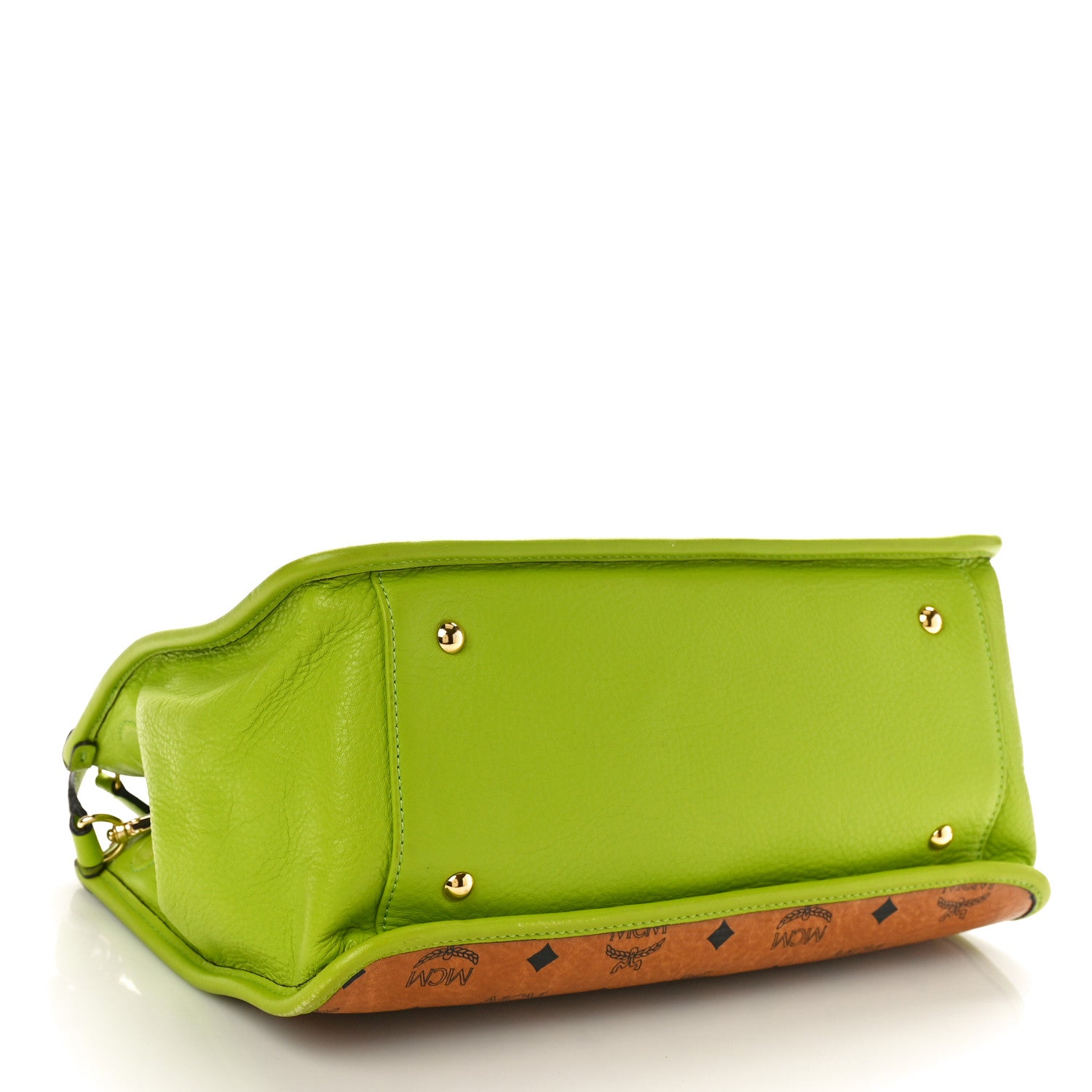 MCM Visetos Double Zip Tote Cognac Green 4 of 9