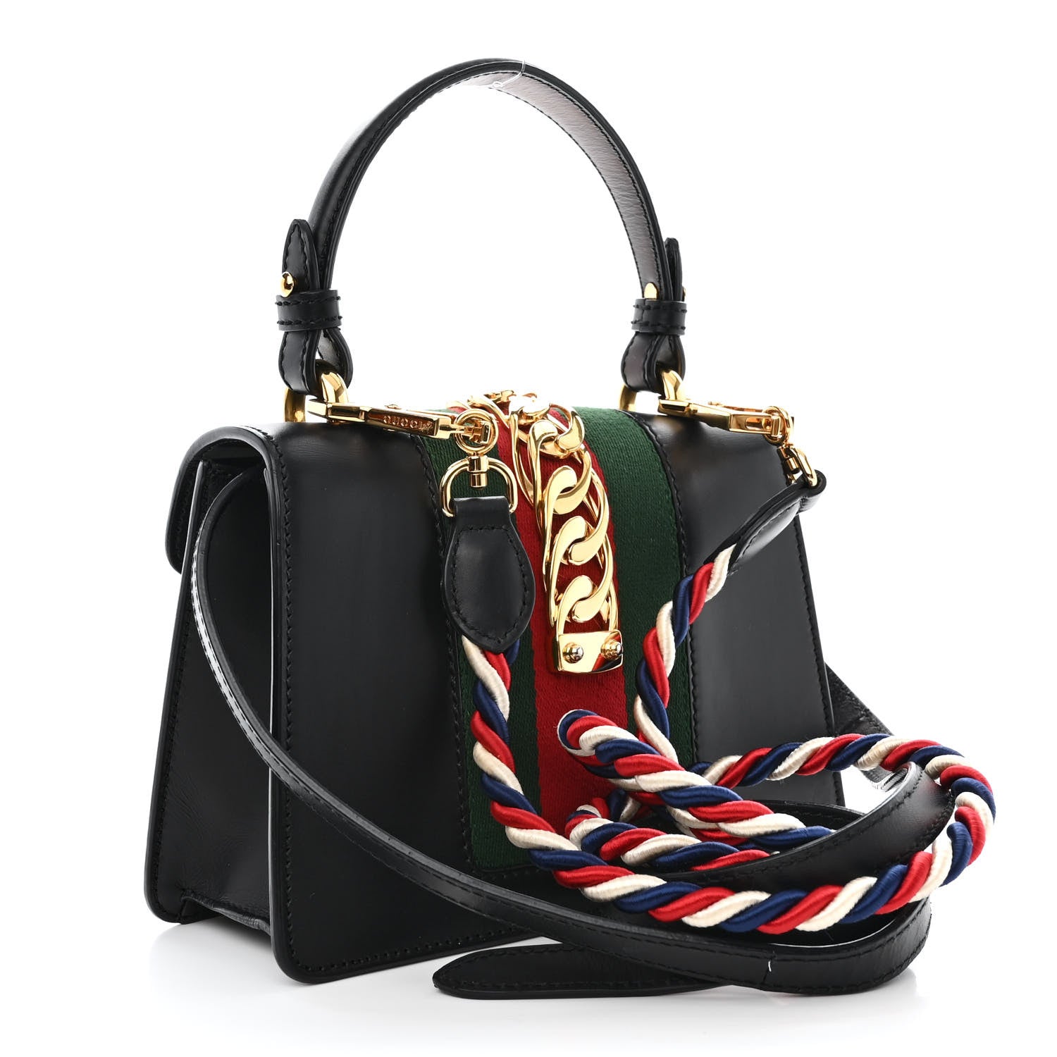Gucci Calfskin Mini Sylvie Top Handle Bag Black 3 of 13