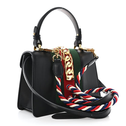 Gucci Calfskin Mini Sylvie Top Handle Bag Black 3 of 13