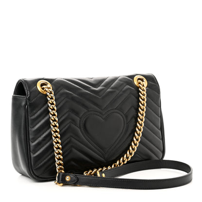 Gucci Calfskin Matelasse Small GG Marmont Shoulder Bag Black 3 of 10
