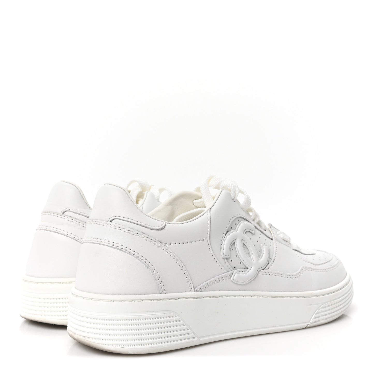 Calfskin CC Womens Sneakers 38 White