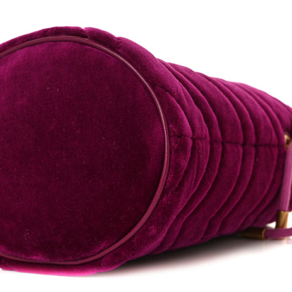 Gucci Velvet Matelasse Mini GG Marmont 2.0 Bucket Bag Fuchsia Violet Cyclamen 8 of 9