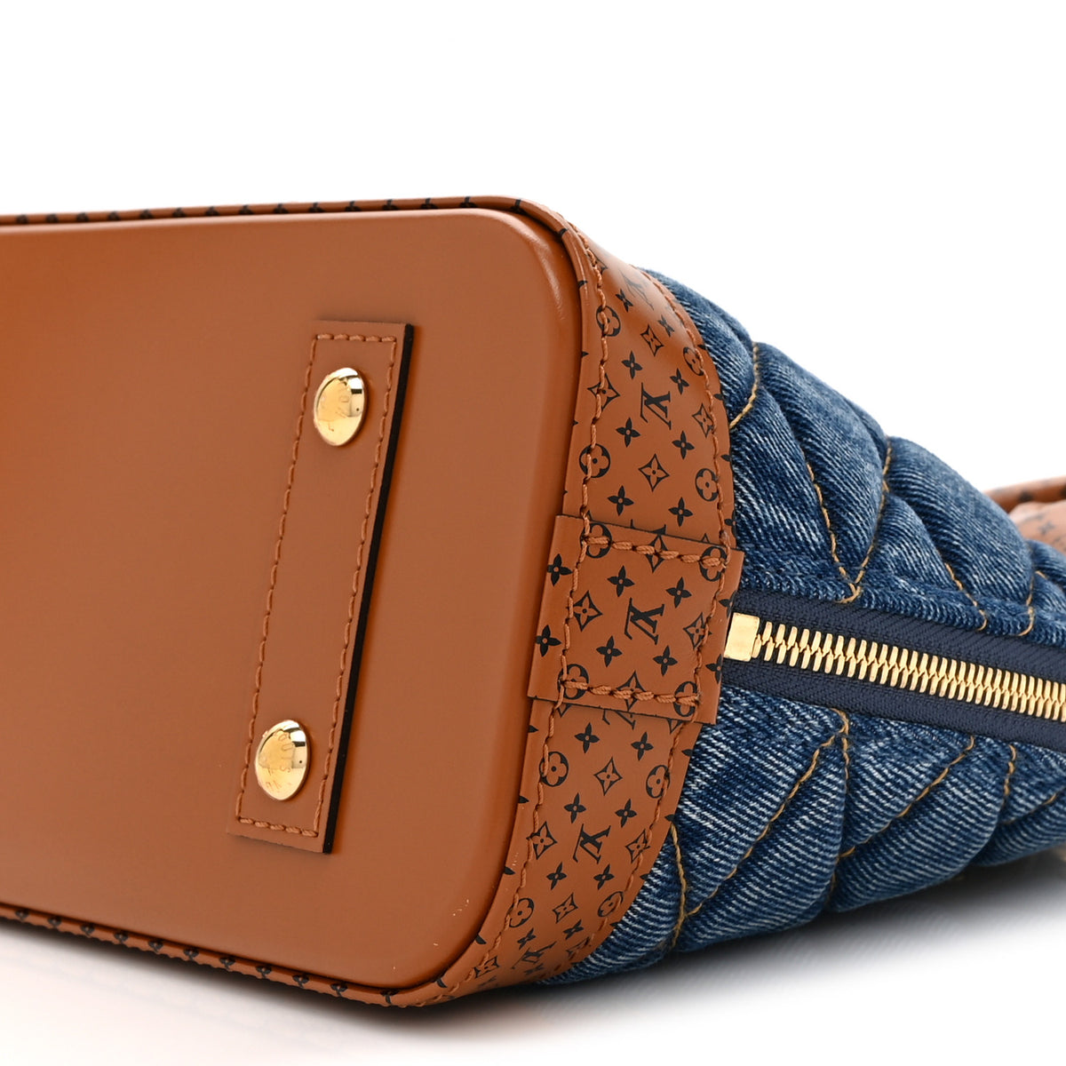 Louis Vuitton Denim Calfskin Reverse Monogram Malletage Alma BB Blue 10 of 10