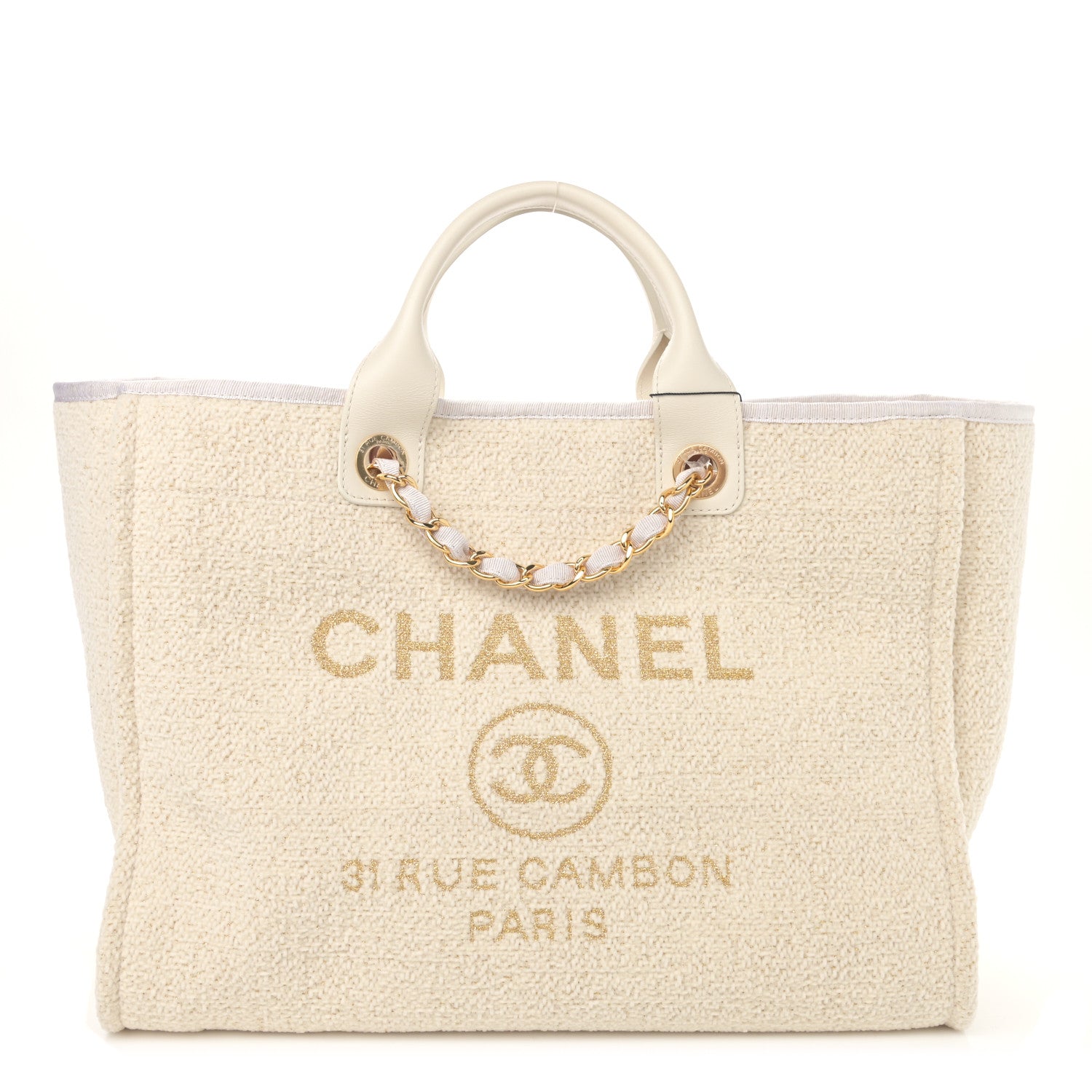 Chanel Lurex Boucle Medium Deauville Tote White 1 of 10