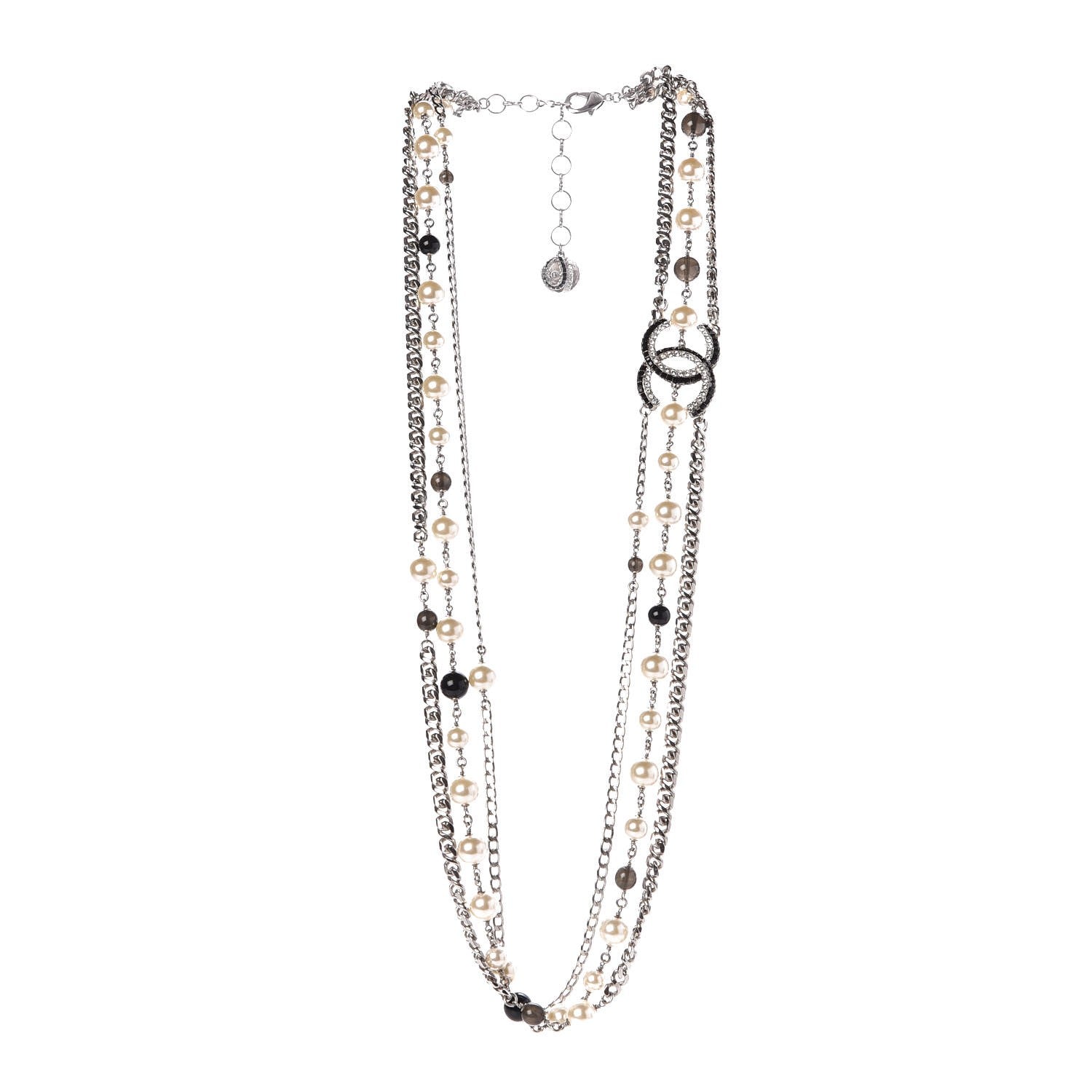 Chanel Pearl Crystal CC Double Strand Fancy Belt Pearly White 3 of 7