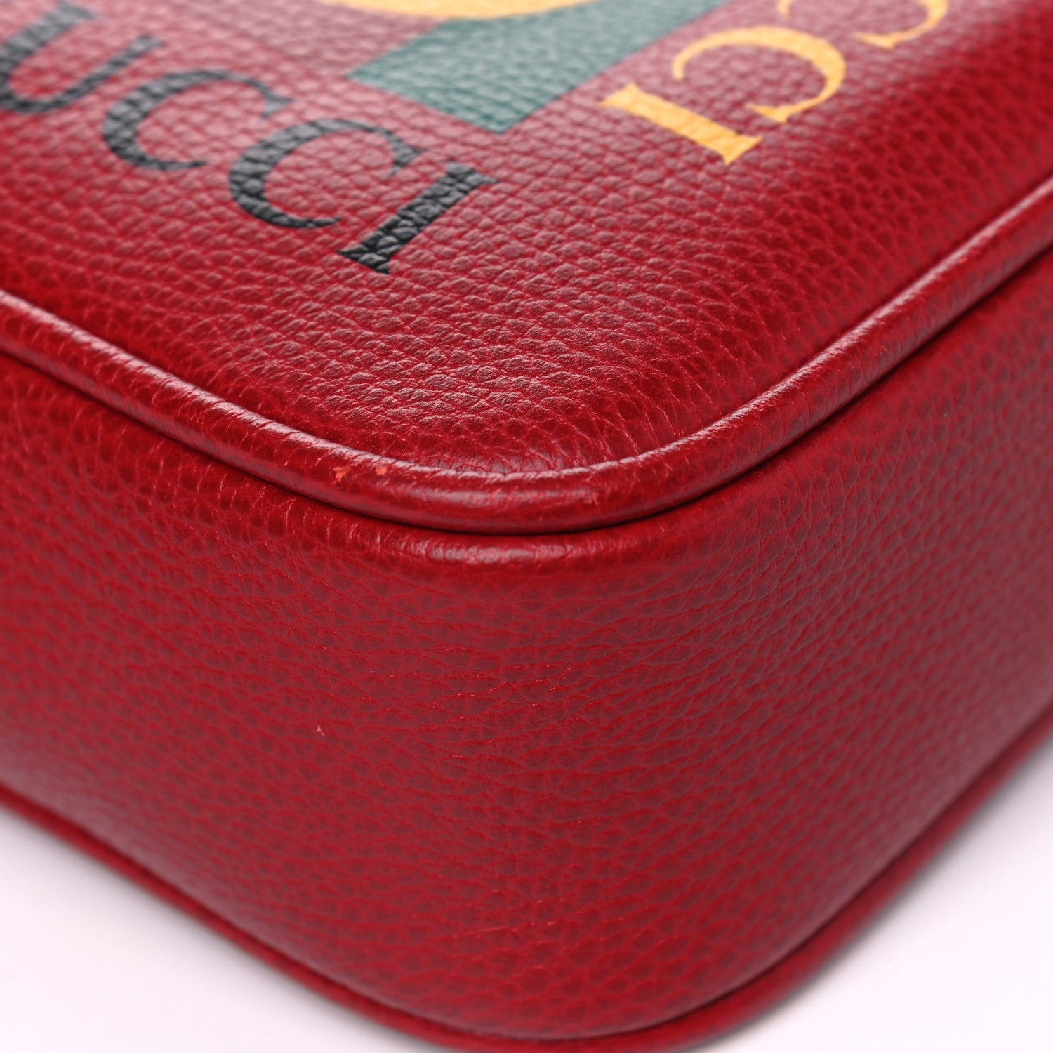 Gucci Grained Calfskin Logo Messenger Bag Hibiscus Red 6 of 13