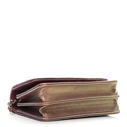 Chanel Iridescent Lambskin Quilted Mini Wallet On Chain WOC Purple 4 of 12