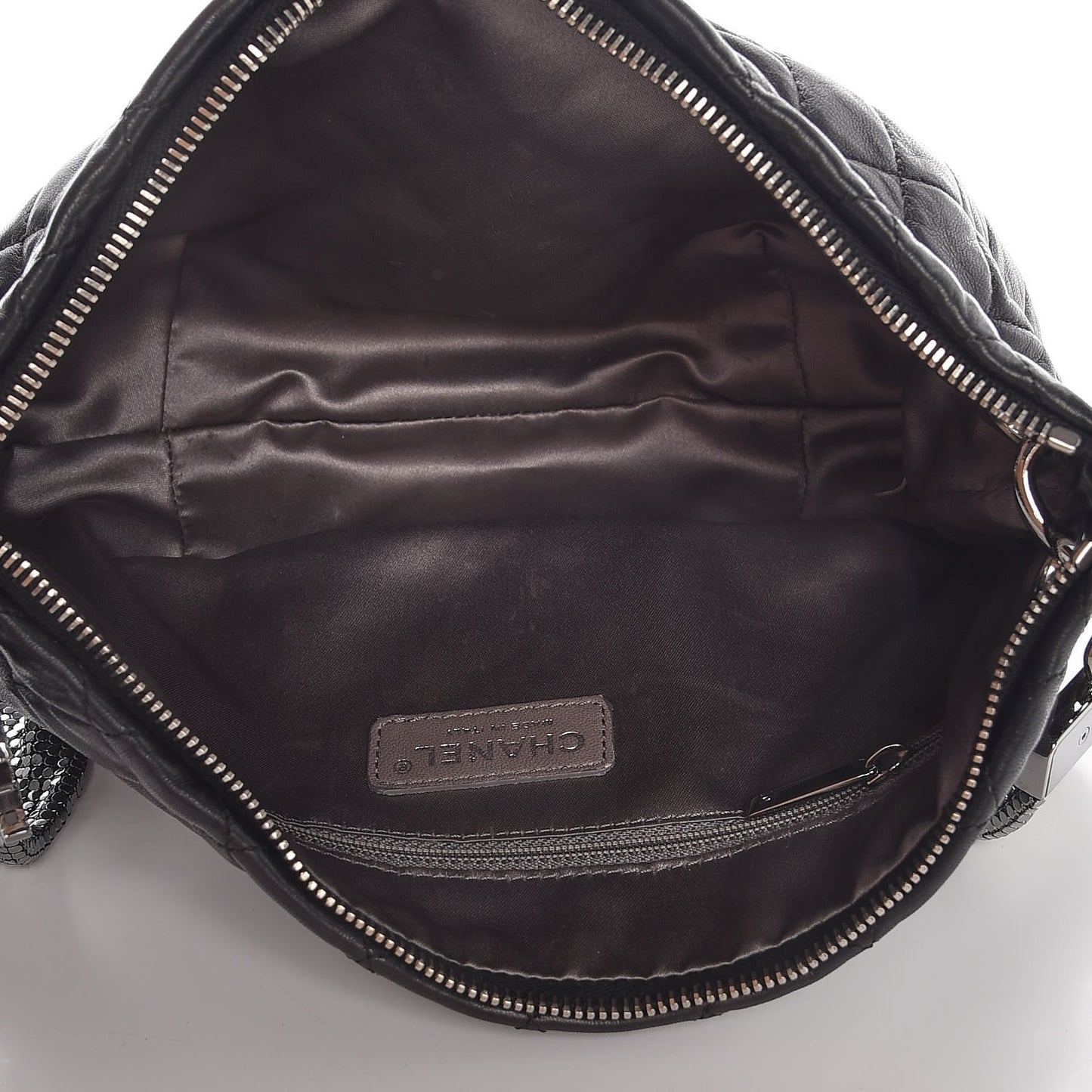 Lambskin Small Chain Mail Hobo Black