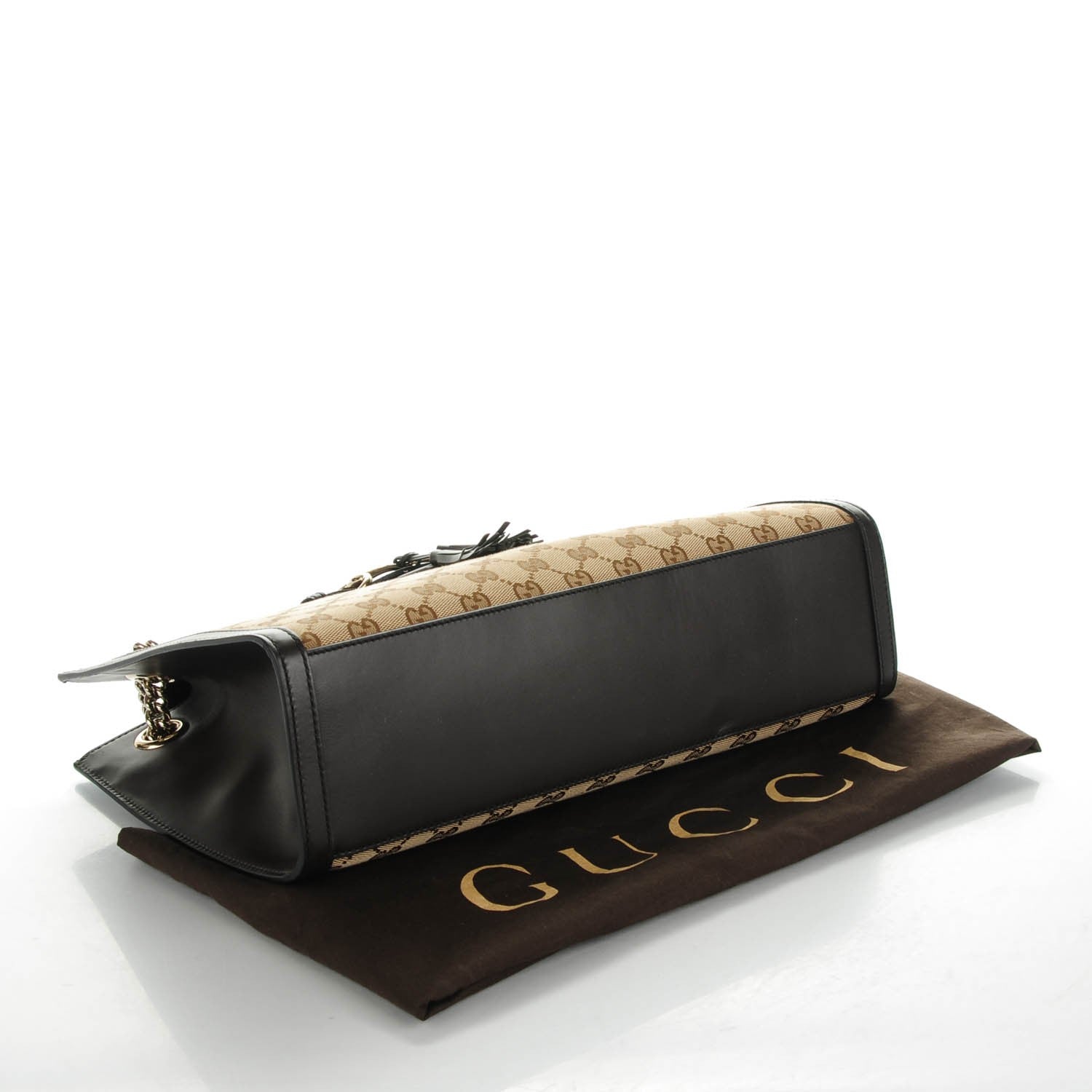 Gucci Monogram Margaux Calfskin Large Emily Chain Shoulder Bag Beige Ebony Cocoa 4 of 7