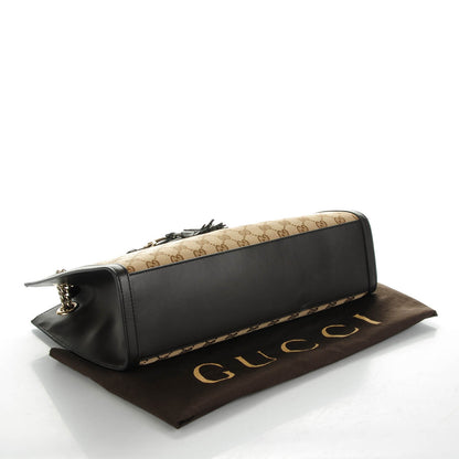 Gucci Monogram Margaux Calfskin Large Emily Chain Shoulder Bag Beige Ebony Cocoa 4 of 7