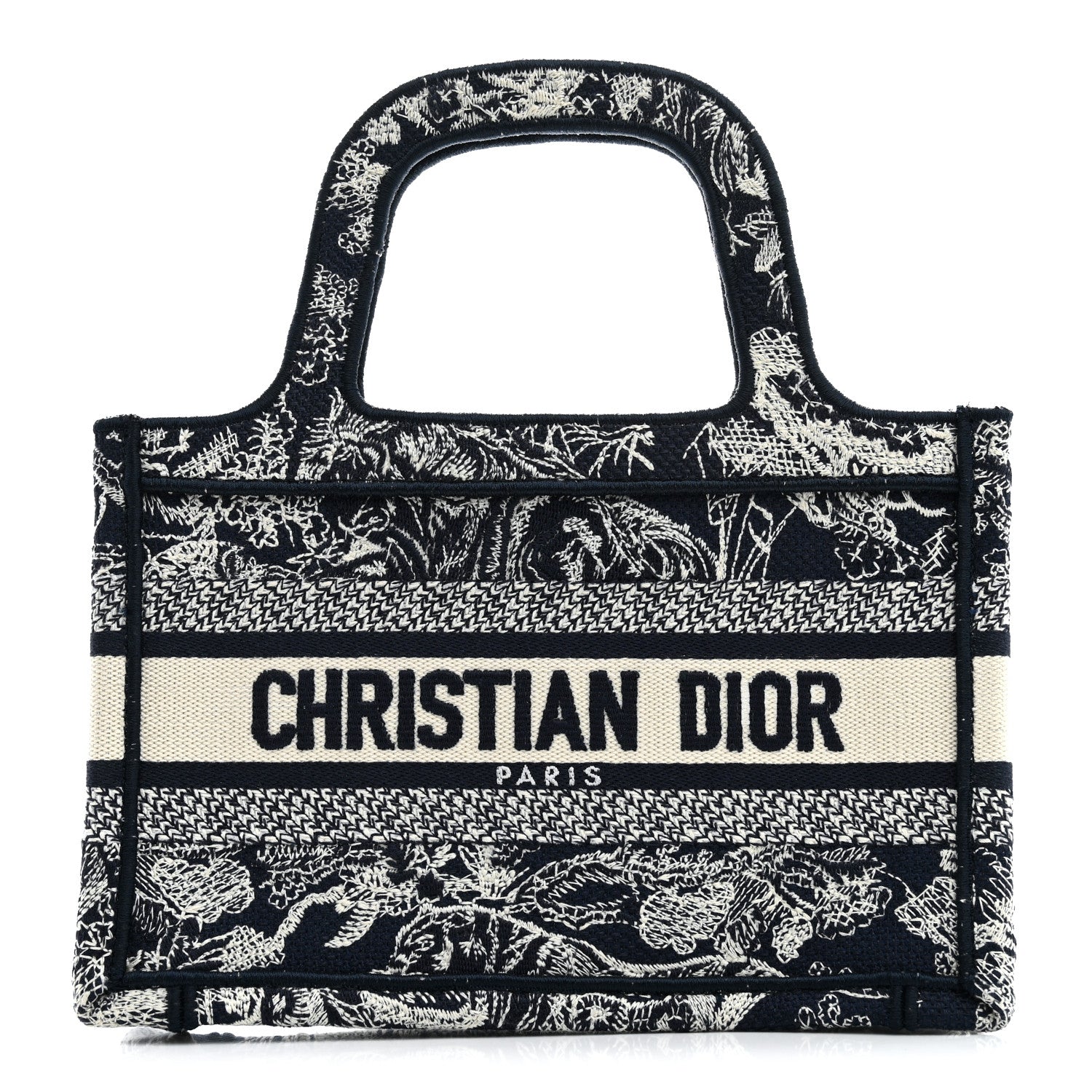 Christian Dior Canvas Embroidered Mini Toile De Jouy Book Tote Blue 1 of 10