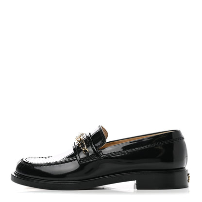 Chanel Shiny Calfskin Logo Loafers 38 Black 1 of 8